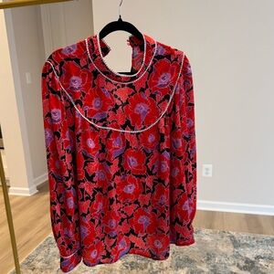Who What Wear x Target Red Floral Blouse